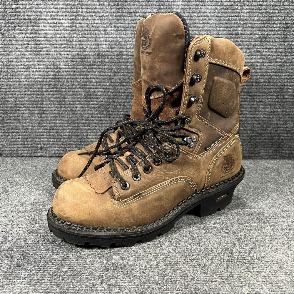 Georgia Boot Boots Mens Size 9.5 Brown Leather Waterproof Work Vibram GB00096